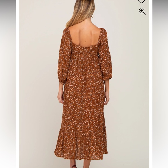 Camel floral maternity dress - pinkblush - Picture 2 of 6